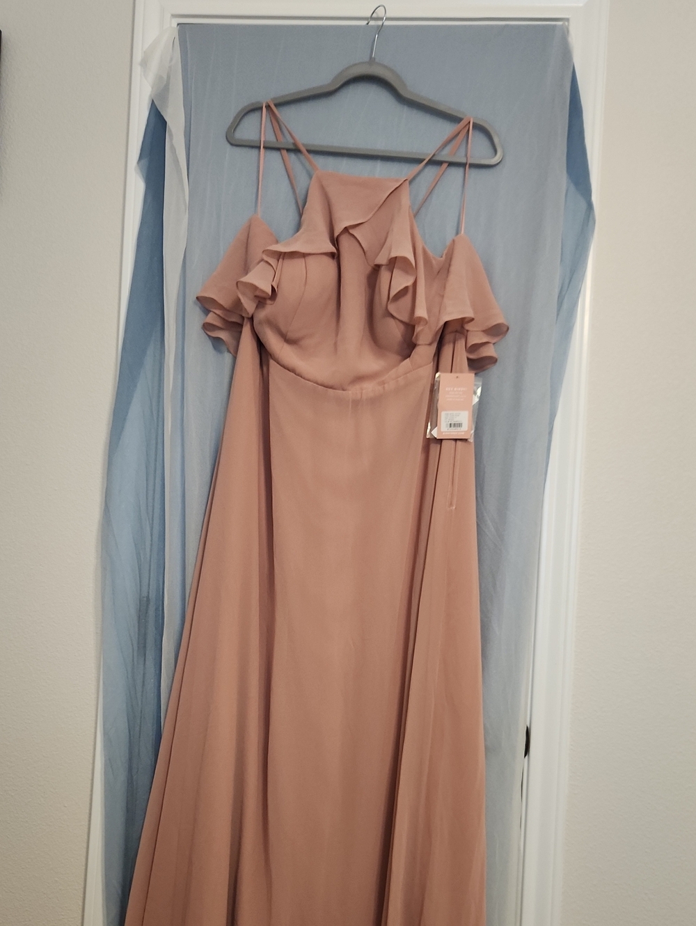 Birdy Grey Dusty Rose Ruffle Cold-Shoulder Maxi Dress